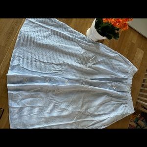 H&M High Waisted Blue & White Stripe Midi Skirt (Size 8)